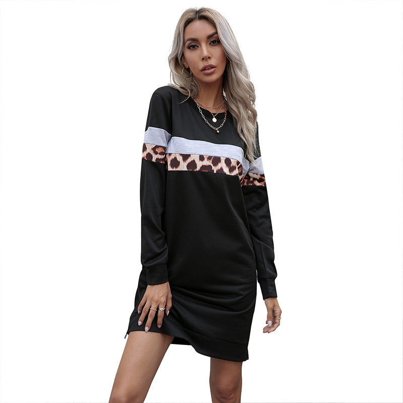 Damen Sweatshirt-Kleid Tiermuster Strukturierte Ärmel Eveloria