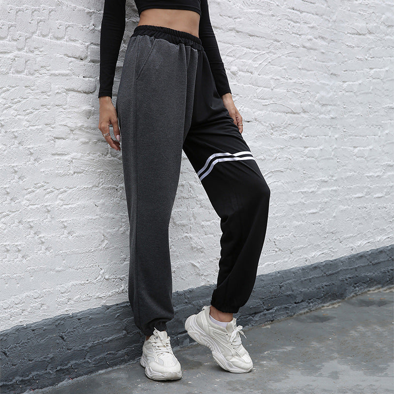 Damen Sportfreizeithose Elastischer Bund Seitentaschen
