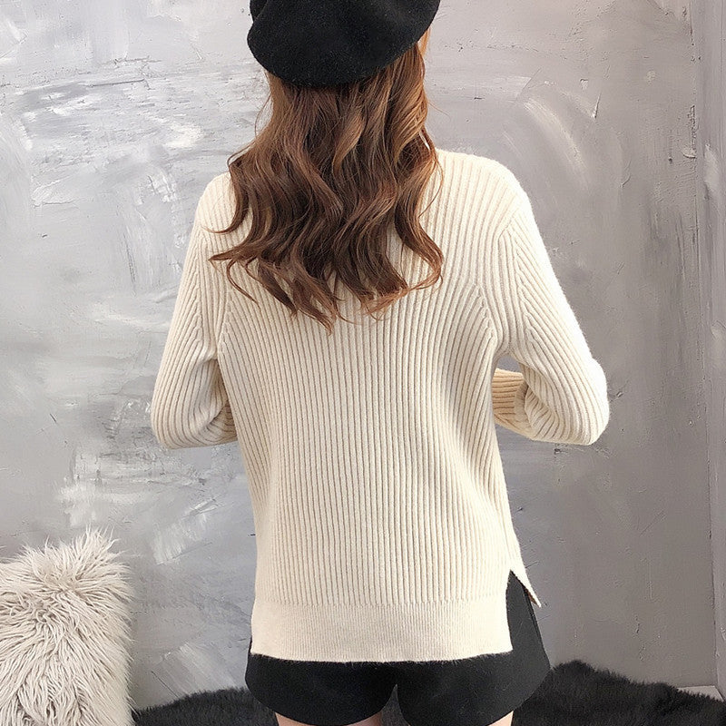 Damen Strickpullover Stehkragen Strukturiertes Design Eveloria