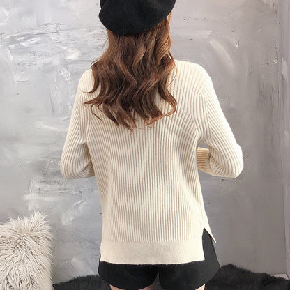 Damen Strickpullover Stehkragen Strukturiertes Design Eveloria