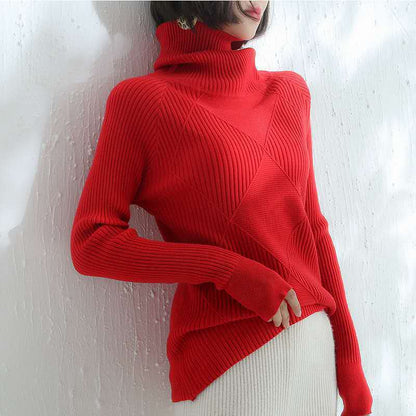 Damen Strickpullover Stehkragen Strukturiertes Design Eveloria