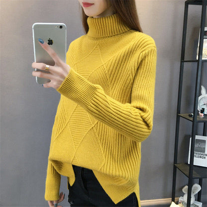 Damen Strickpullover Stehkragen Strukturiertes Design Eveloria