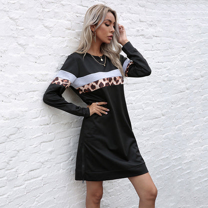 Damen Sweatshirt-Kleid Tiermuster Strukturierte Ärmel Eveloria