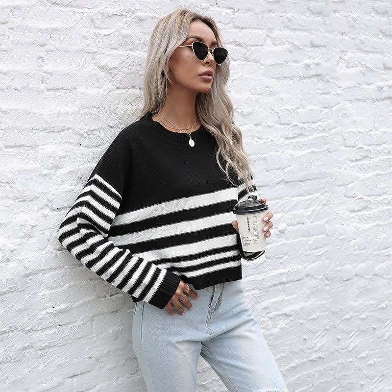 Damen Pullover Gestreift Weites Modell Eveloria