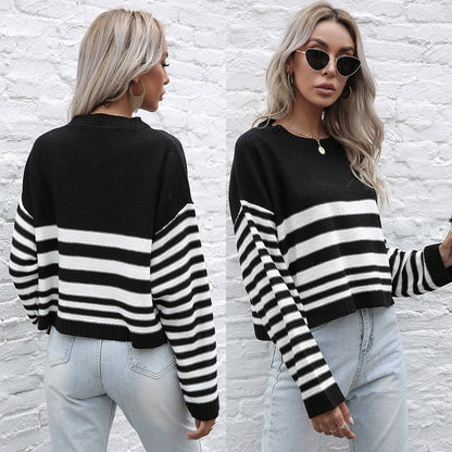 Damen Pullover Gestreift Weites Modell Eveloria