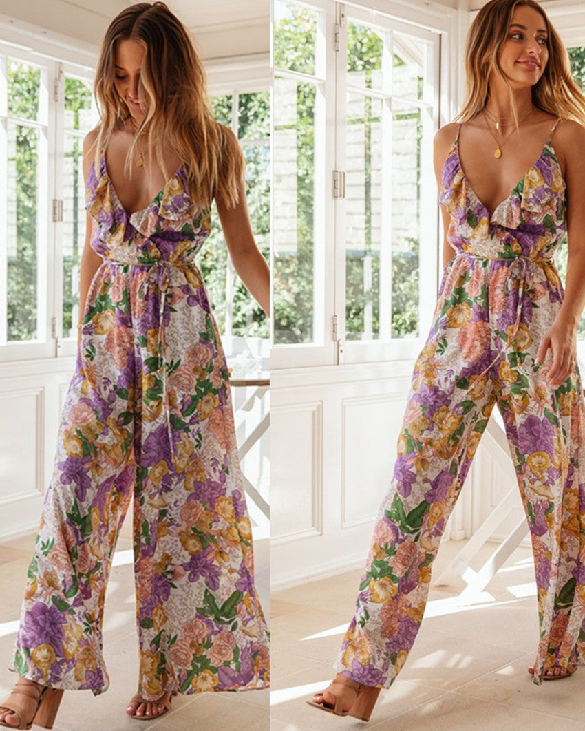 Damen Jumpsuit Fließend V-Ausschnitt Eveloria - Eveloria