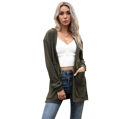 Damen Strickcardigan Lässig Offene Fronten Modischer Schnitt Beige