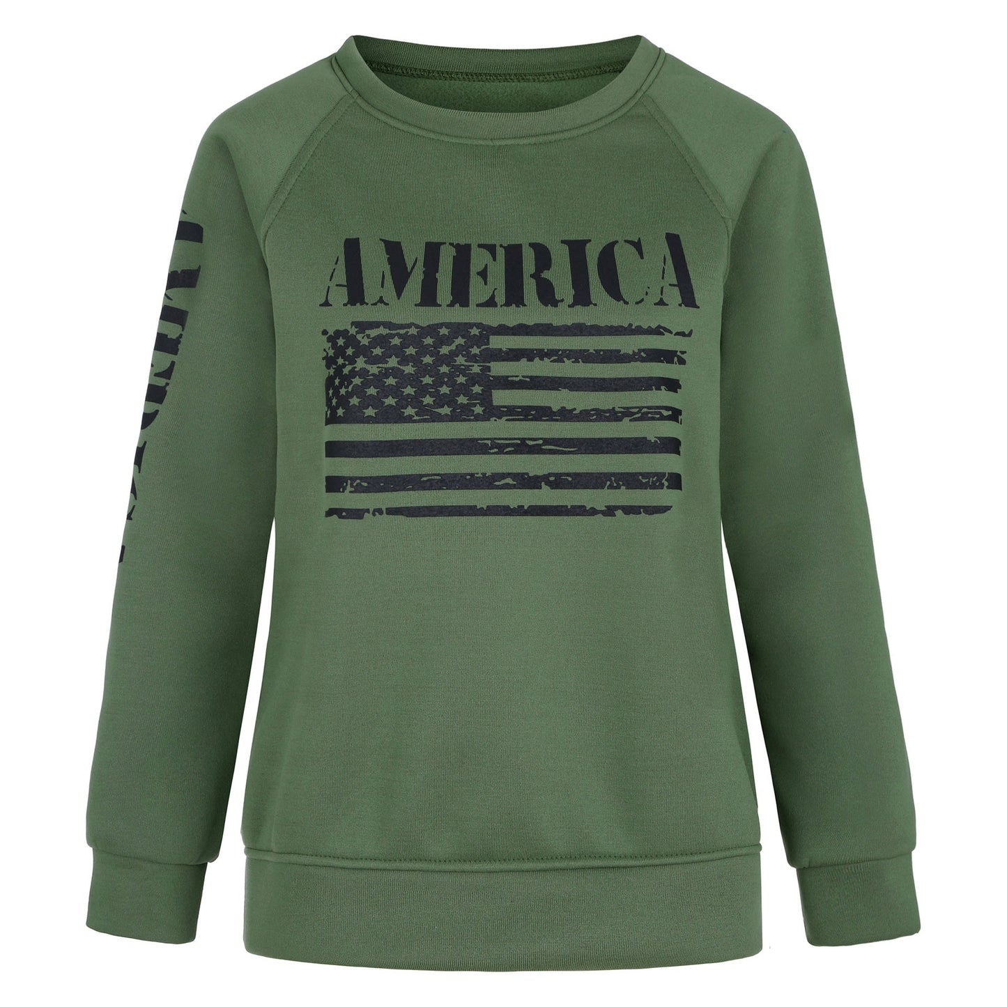 Damen Sweatshirt American Flag Print Lässig Grau Eveloria