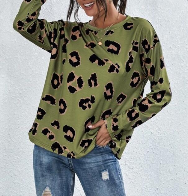 Damen Leopardenmuster Pullover aus Baumwolle