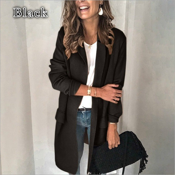 Damen Langjacke Locker Passform mit Taschen Eveloria