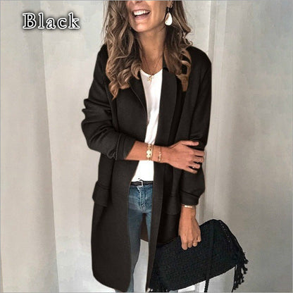 Damen Langjacke Locker Passform mit Taschen Eveloria