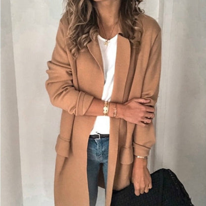 Damen Langjacke Locker Passform mit Taschen Eveloria