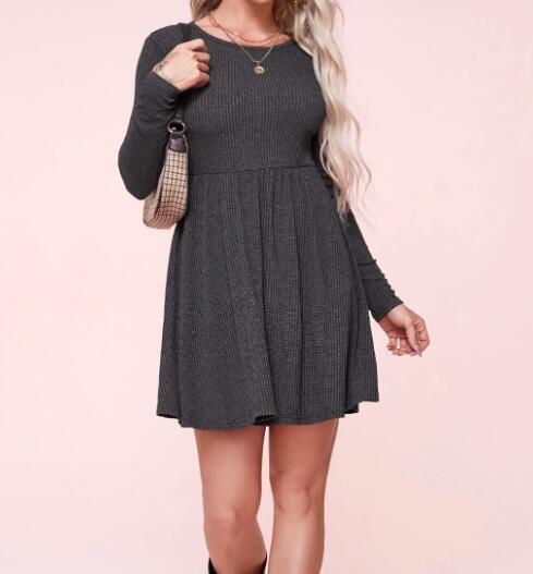 Damen Jerseykleid Länge Ärmel Eveloria