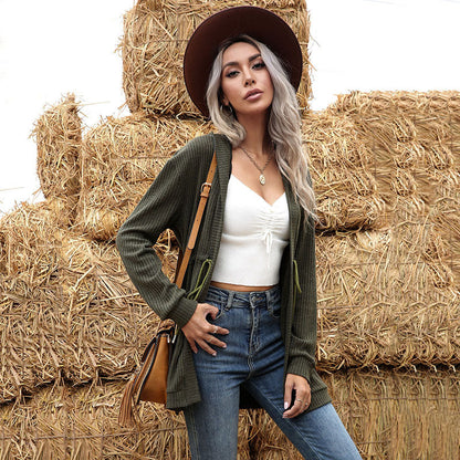 Damen Strickcardigan Lässig Offene Fronten Modischer Schnitt Beige