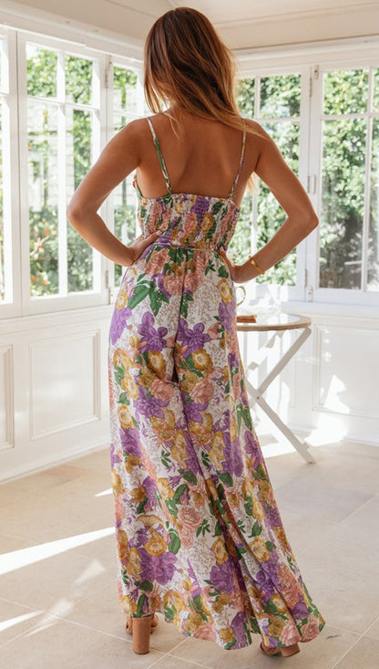 Damen Jumpsuit Fließend V-Ausschnitt Eveloria