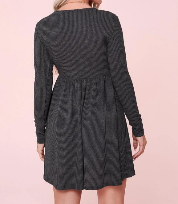 Damen Jerseykleid Länge Ärmel Eveloria
