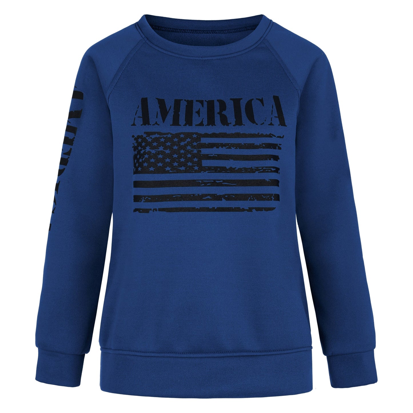 Damen Sweatshirt American Flag Print Lässig Grau Eveloria