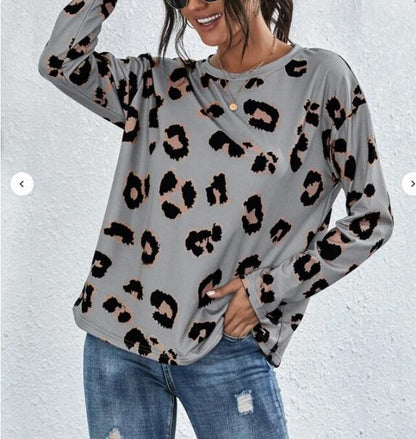 Damen Leopardenmuster Pullover aus Baumwolle