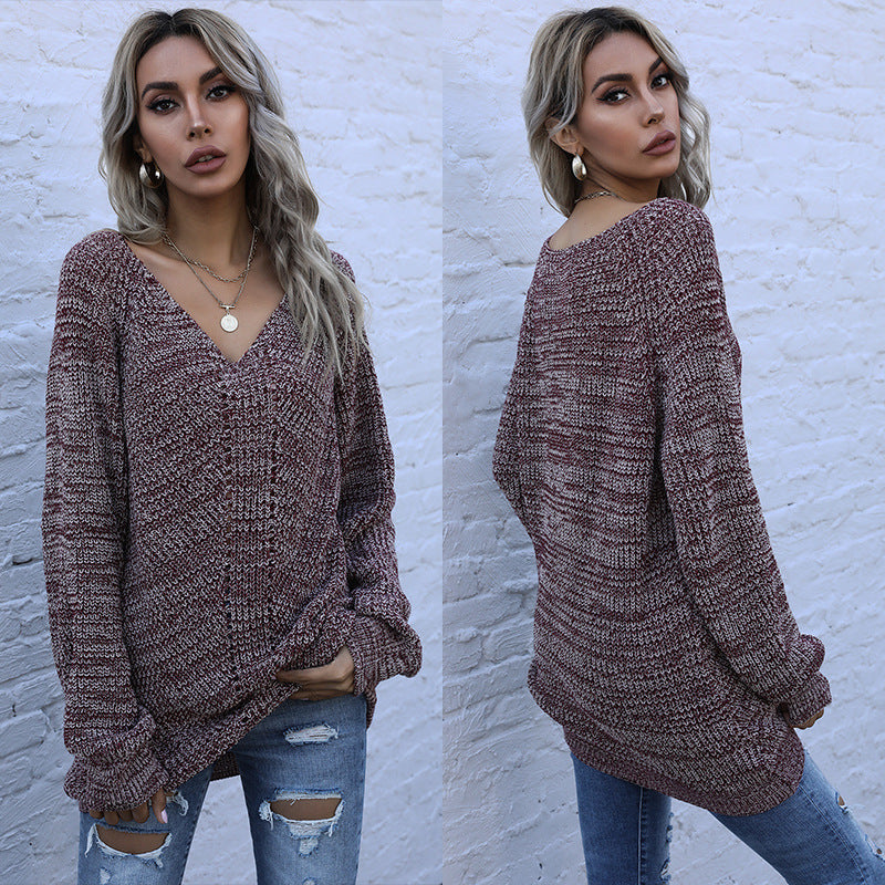 Damen Oversized Strickpullover V-Ausschnitt Eveloria