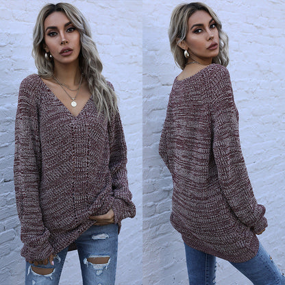 Damen Oversized Strickpullover V-Ausschnitt Eveloria