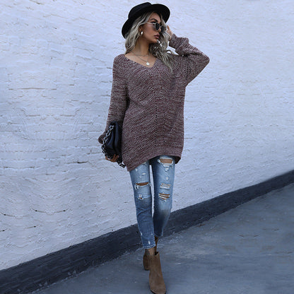 Damen Oversized Strickpullover V-Ausschnitt Eveloria