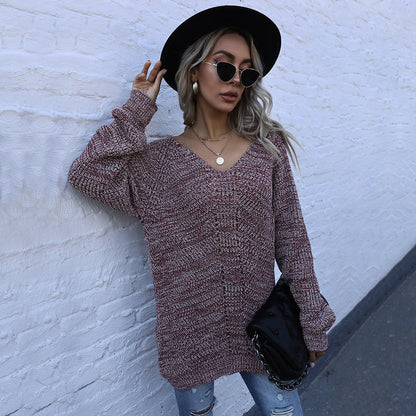 Damen Oversized Strickpullover V-Ausschnitt Eveloria - Eveloria