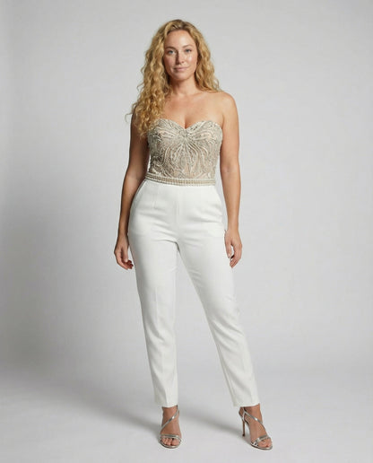 Eleganter Damen Jumpsuit Trägerlos Schwarz - Eveloria