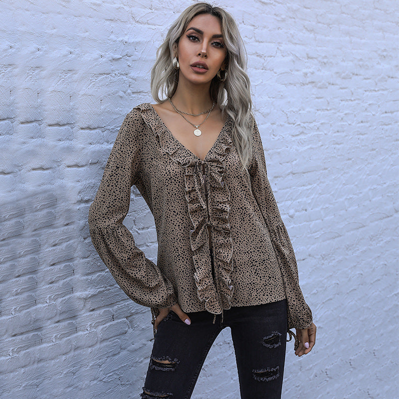 Damen Bluse Rüschendetails Puffärmel Elegante Bluse - Eveloria