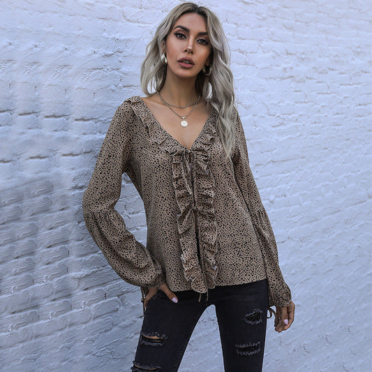 Damen Bluse Rüschendetails Puffärmel Elegante Bluse - Eveloria