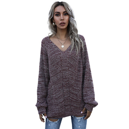 Damen Oversized Strickpullover V-Ausschnitt Eveloria