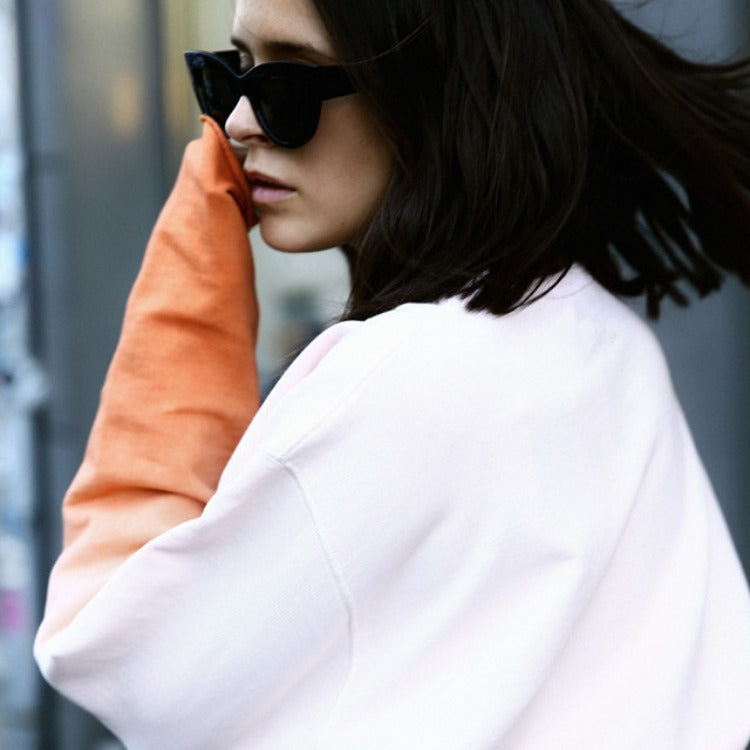 Damen Sweatshirt Relaxed Fit Farbverlauf Lässig Grau Eveloria