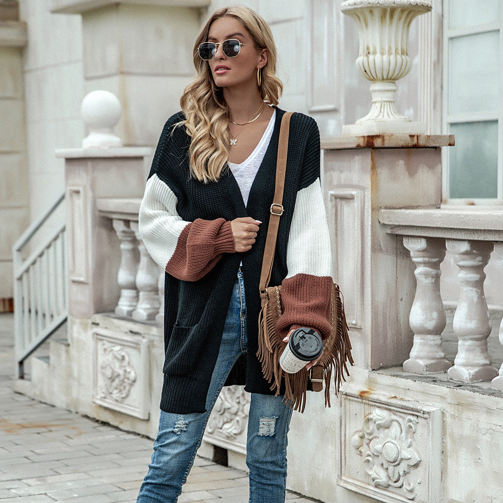 Damen Strickjacke Lässiger Schnitt Mit Taschen Beige