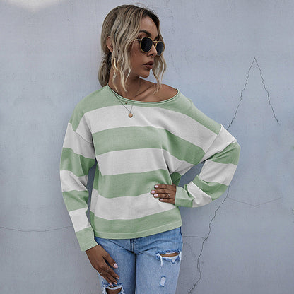 Damen Oversized Pullover Breite Streifen Eveloria
