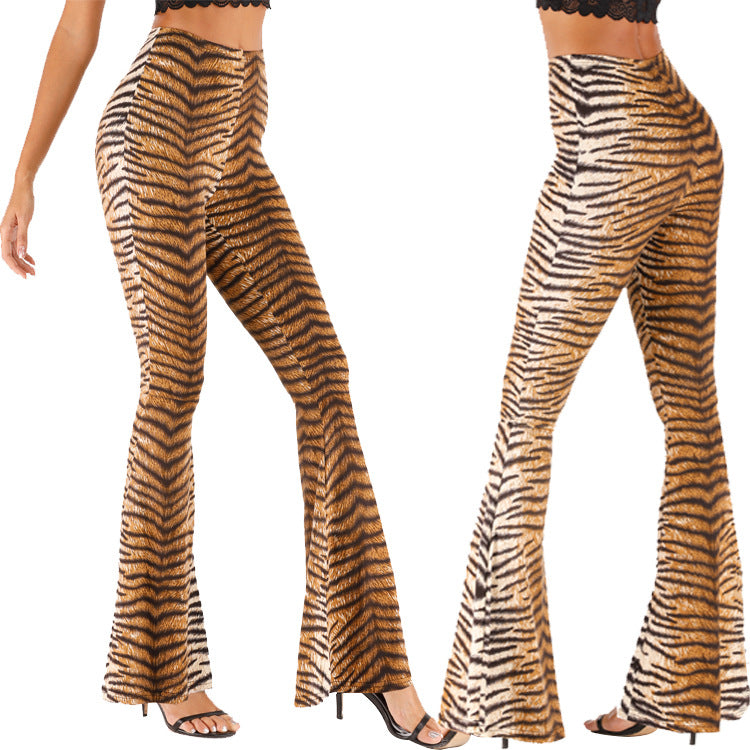 Damen Flared Leggings Tigerprint Eveloria