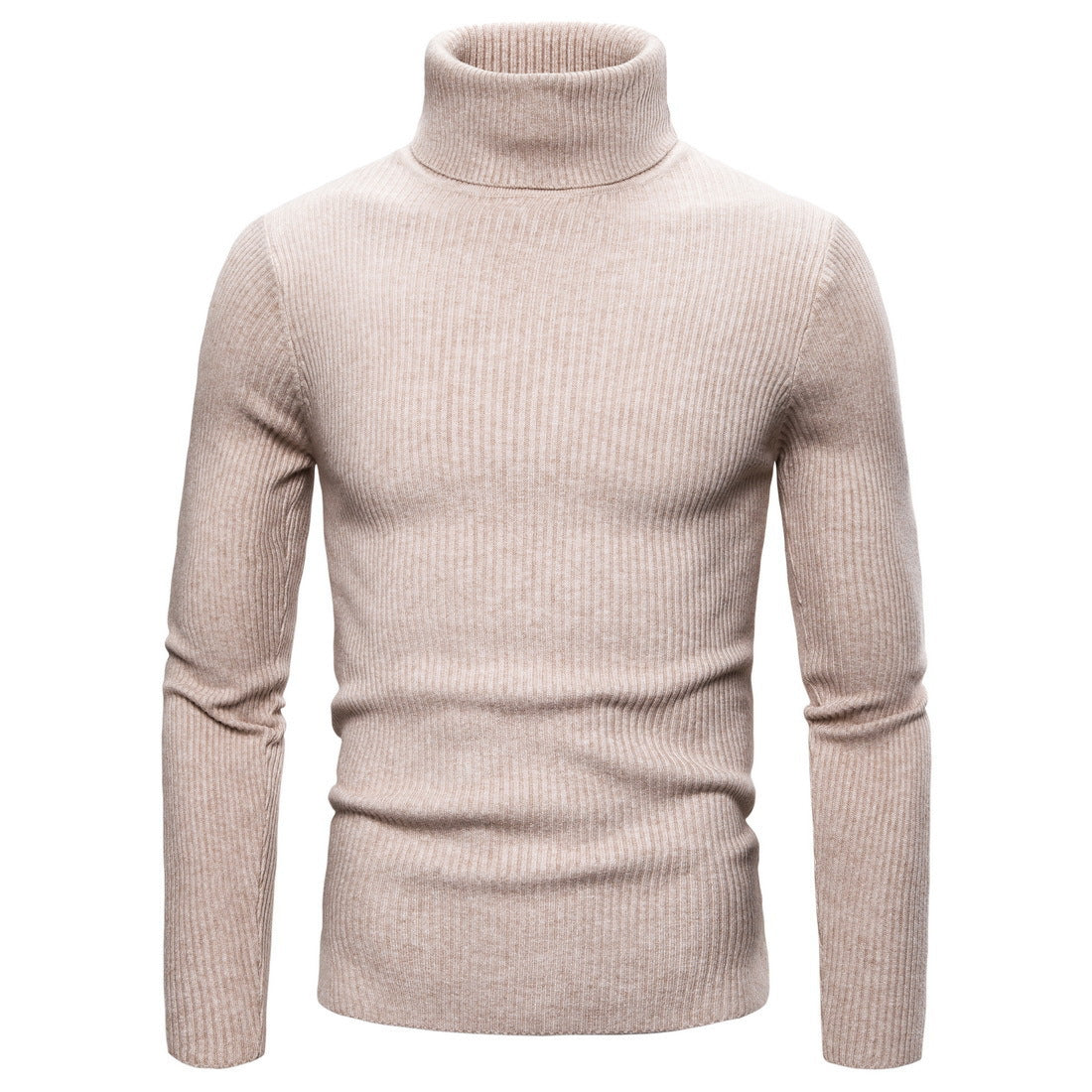 Damen Rollkragenpullover Feinripp Strick Beige