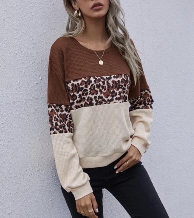 Damen Pullover Leopardenmuster Strukturiert Grau