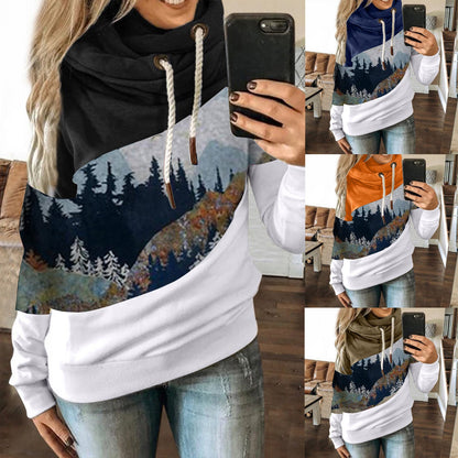 Damen Kapuzenpullover Weiches Innenfutter Berglandschaftsdesign - Eveloria