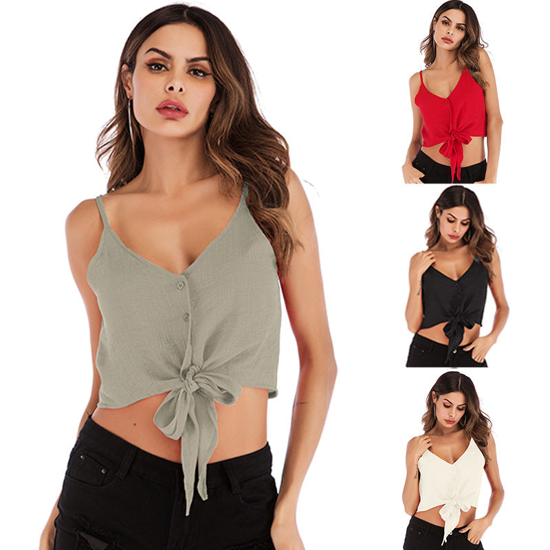 Damen Crop- mit Knopfleiste und Schleifenakzent Eveloria