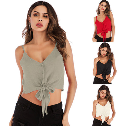 Damen Crop- mit Knopfleiste und Schleifenakzent Eveloria
