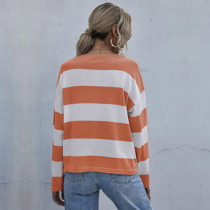 Damen Oversized Pullover Breite Streifen Eveloria