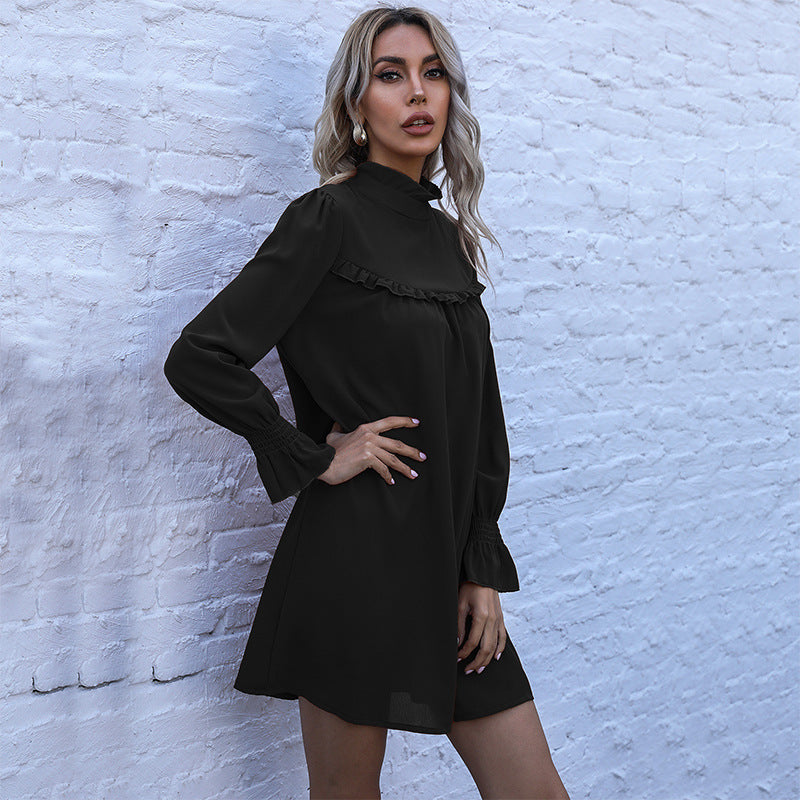 Damen Minikleid mit Puffärmeln und Rüschendetails Eveloria - Eveloria