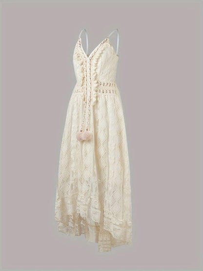 Eveloria Damen Maxikleid Spaghettiträger V-Ausschnitt Sommerkleid