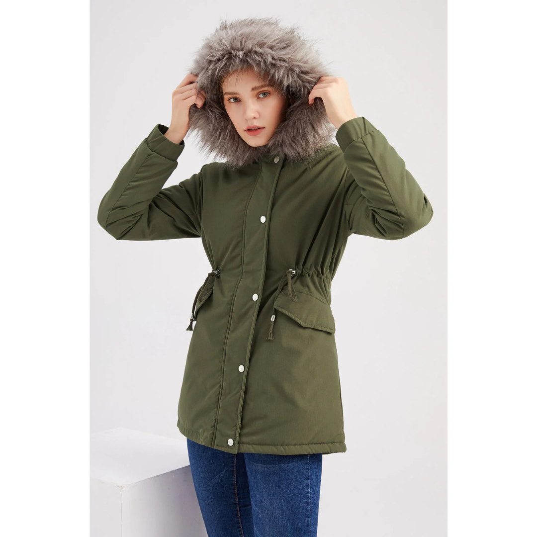 Damen Winterjacke Langärmlig Warm Schwarz - Eveloria