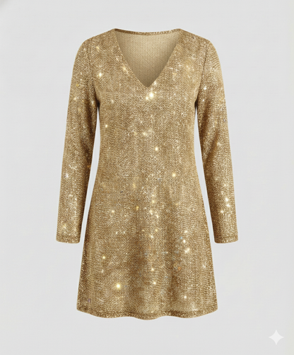 Damen Langarmkleid Pailletten