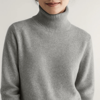 Eveloria Damen Cashmere Pullover Turtlebecke Beige
