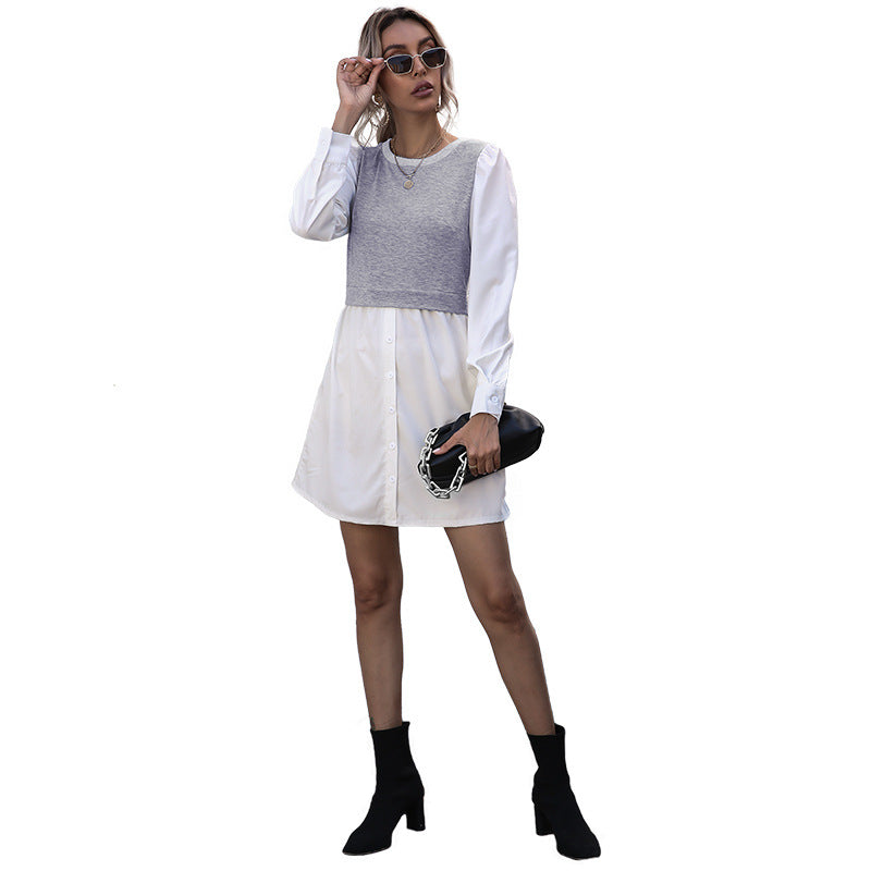 Damen Blusenkleid Abnehmbarer Pullover Eveloria