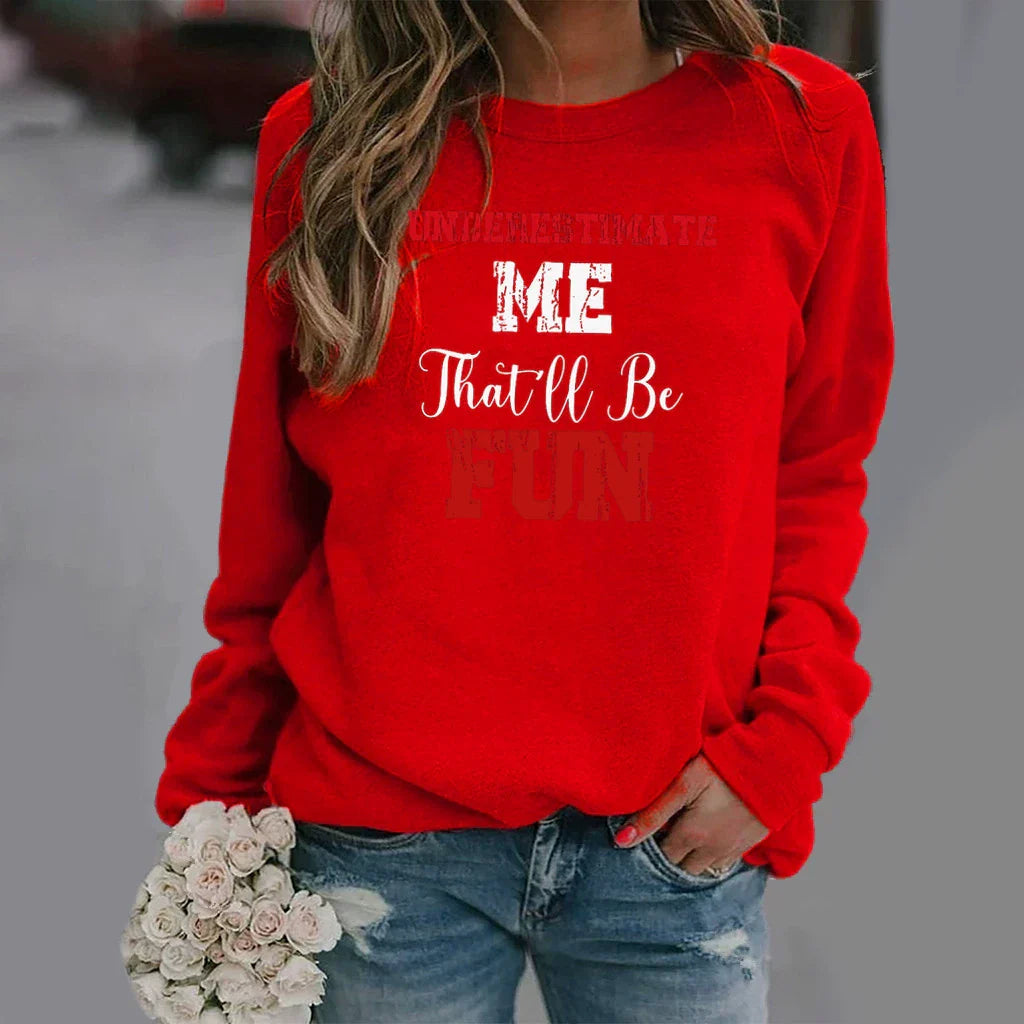 Eveloria Damen Sweatshirt Baumwolle Rundhals Langarm