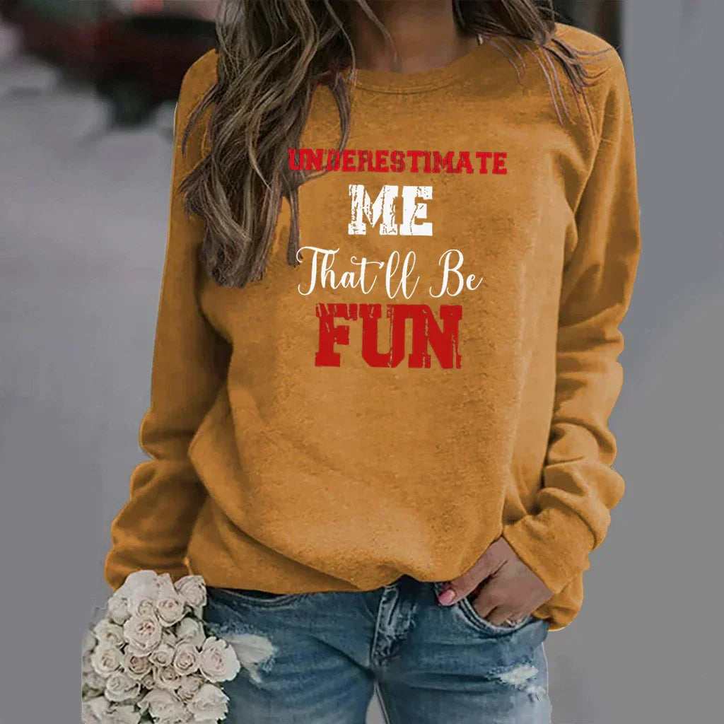 Eveloria Damen Sweatshirt Baumwolle Rundhals Langarm