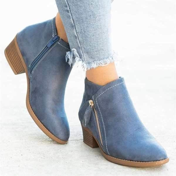 Eveloria Damen Knöchelstiefel Wildleder Bequem Niedriger Absatz
