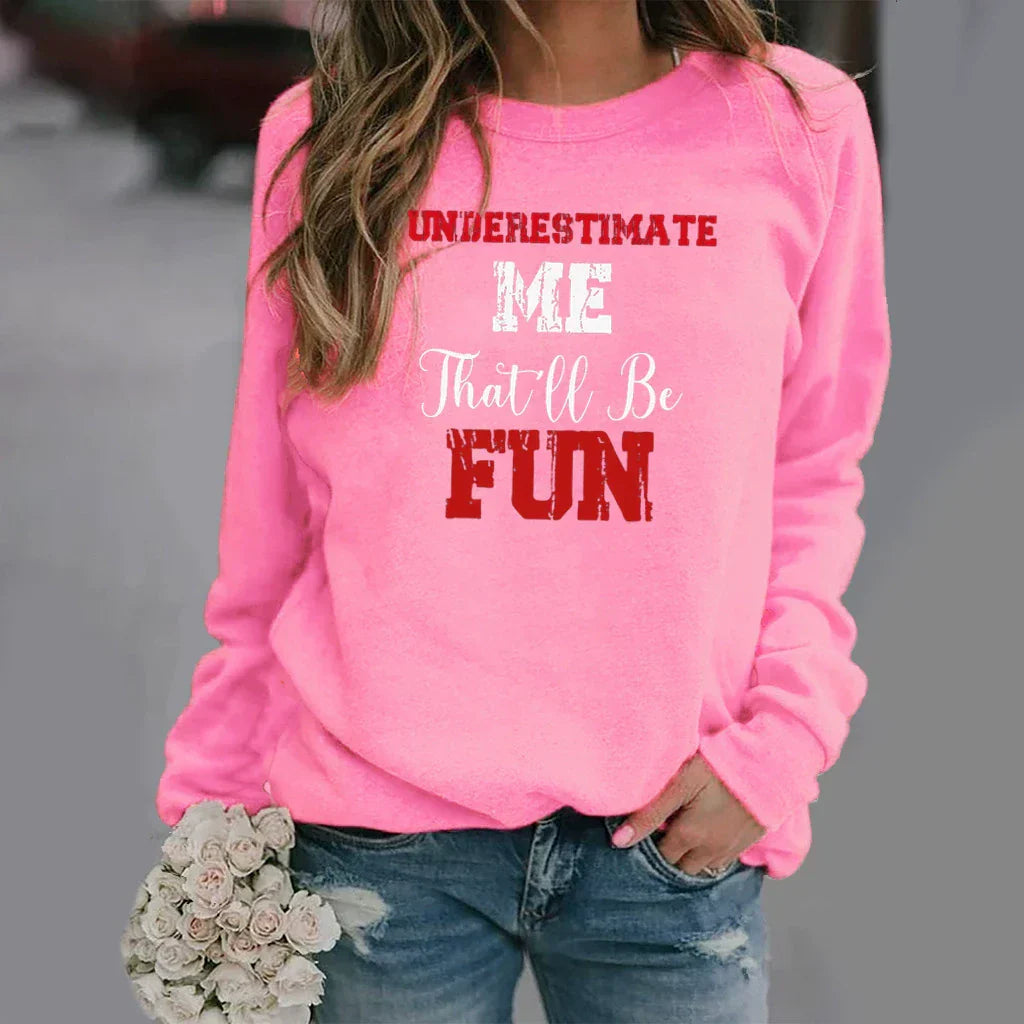 Eveloria Damen Sweatshirt Baumwolle Rundhals Langarm